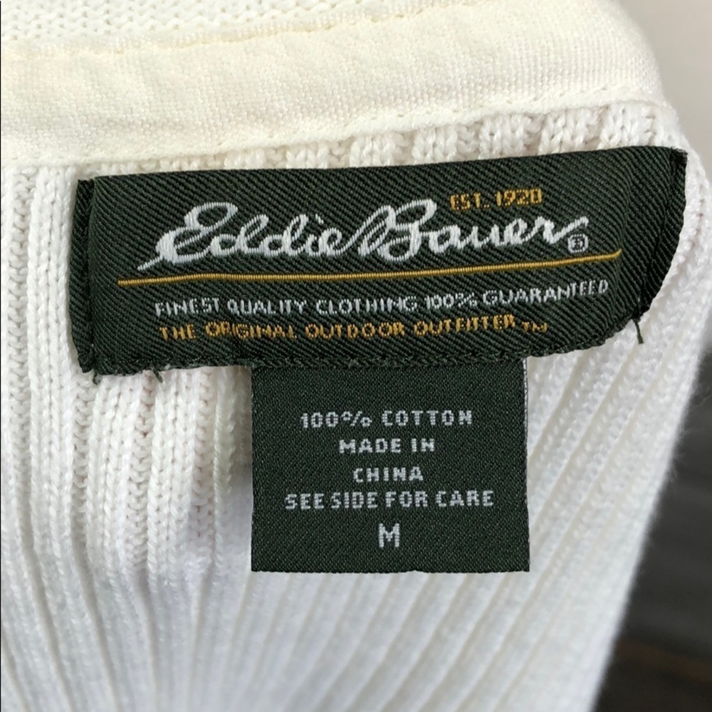 Eddie Bauer Cream Crop Cardi Knit Cotton Sweater - Picture 9 of 10